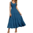 thumbnail image 1 of Womens Smocked Sleeveless Tiered Long Dresses, 1 of 13