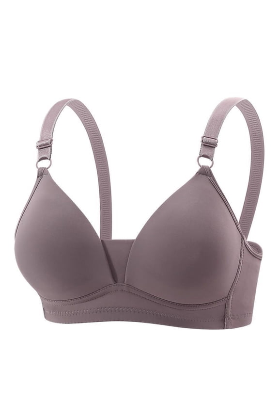 Womens Smooth Seamless Wirefree Bras - Small Bust Push-Up Triangle Cup Lightly Padded Breathable Comfortable Everyday Lingerie Purple