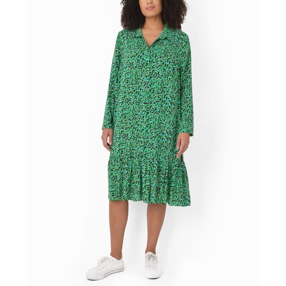 Womens Smudge Print Shirt Dress Green Multi XL