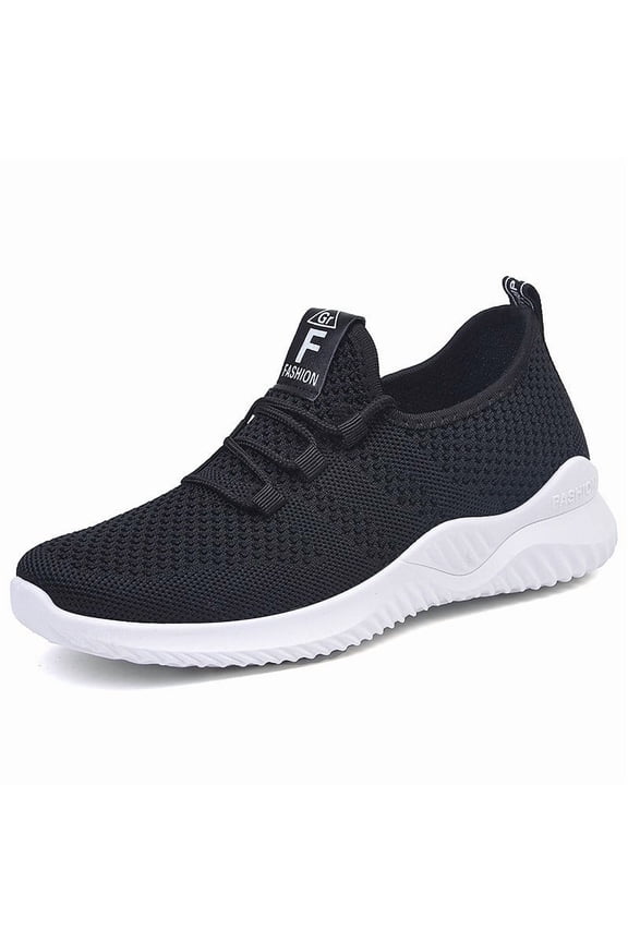Womens Sneakers Breathable Mesh lightweight Lace-up Woman Running Athletic Tennis Walking Shoes Black Size 6.5