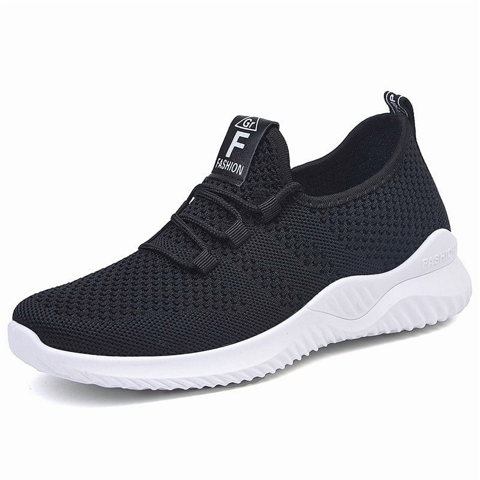 Womens Sneakers Breathable Mesh lightweight Lace-up Woman Running Athletic Tennis Walking Shoes Black Size 7