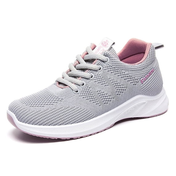 Womens Sneakers Breathable Mesh lightweight Lace-up Woman Running Athletic Tennis Walking Shoes Pink Size 6.5