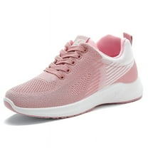 Womens Sneakers Breathable Mesh lightweight Lace-up Woman Running Athletic Tennis Walking Shoes Pink Size 6.5