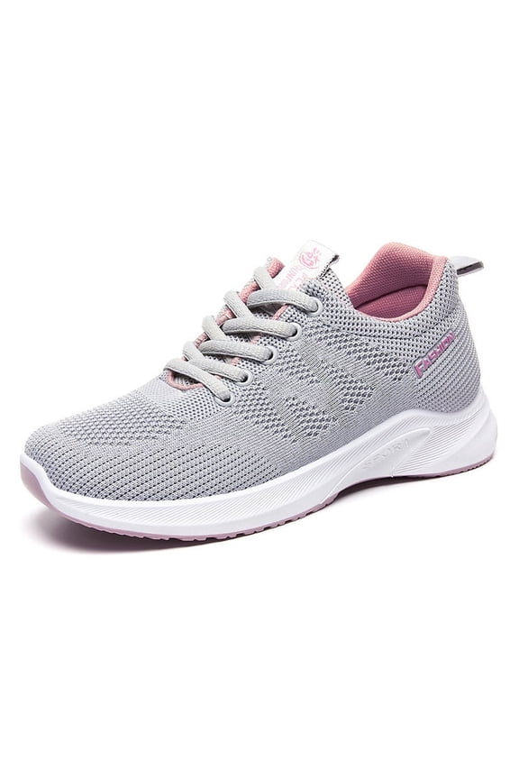 Womens Sneakers Breathable Mesh lightweight Lace-up Woman Running Athletic Tennis Walking Shoes Pink Size 8
