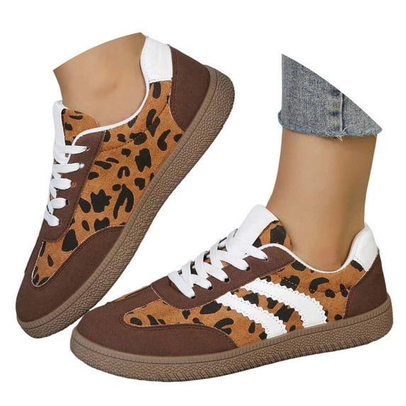 Womens Sneakers Casual Shoes Platform Sneakers Fashion Animal Print Lace Up Comfort Casual Walking Shoes Non Lightweight Everyday Wear Durable Design for Ladies