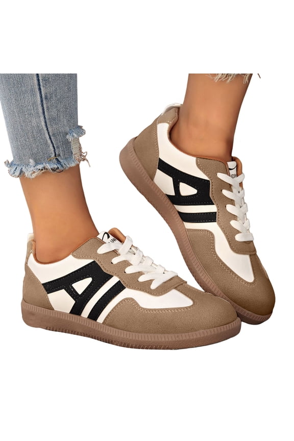 Womens Sneakers Classic Retro Color Block Nonslip Trainers Skate Shoes Casual Lace up Comfortable Walking Shoes Black Size 9