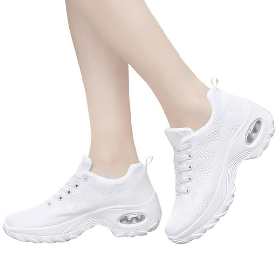 Womens Sneakers Fashion Leather Sneakers Air Cushion Lightweight Comfortable Walking Shoes
