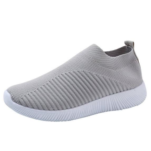 Womens Sneakers Running Shoes Mesh Soles Outdoor Women Slip on Comfortable Sports Casual (Grey 9)