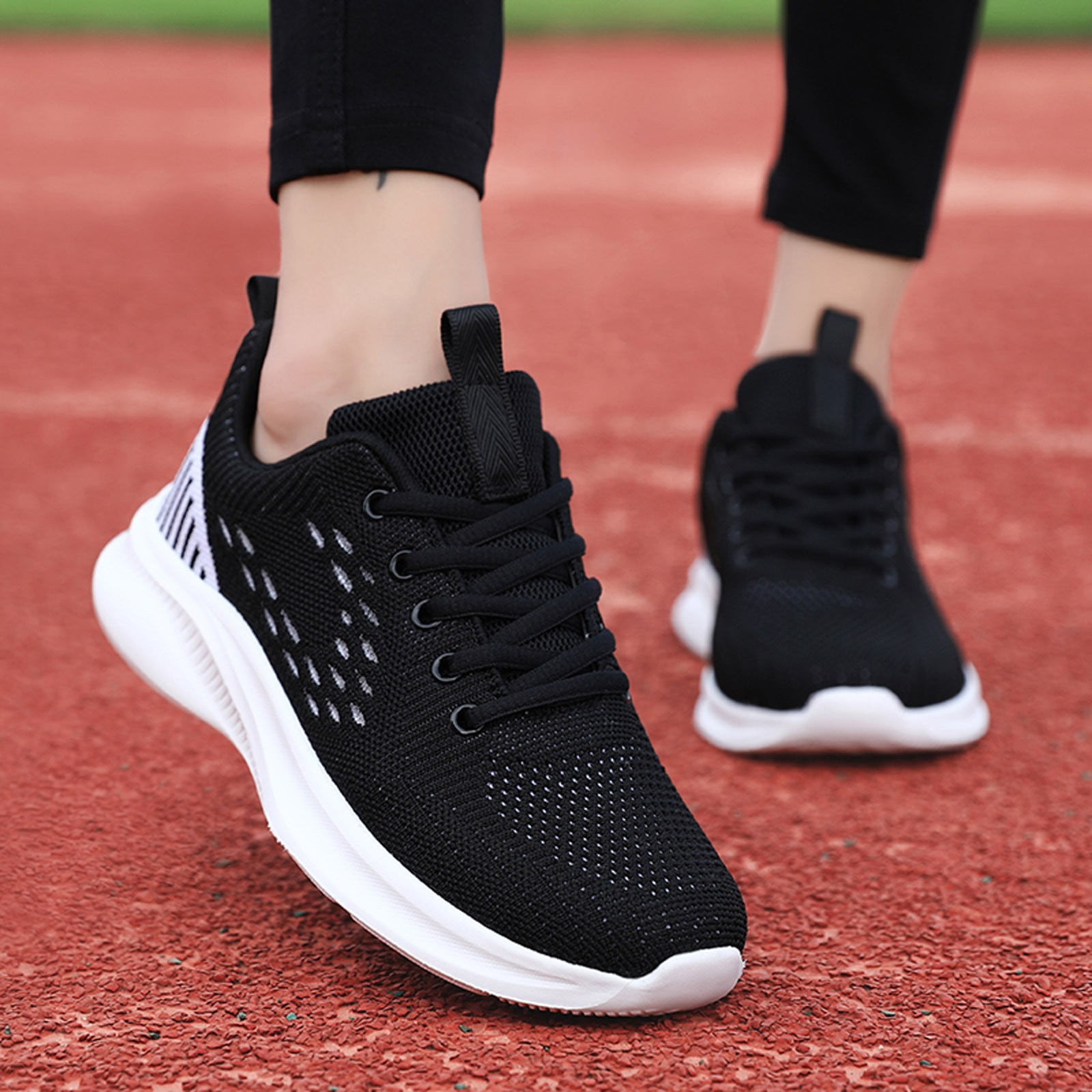 Womens Sneakers Size 7 Platform Clearance Workout Neutral Running Shoes Comfortable Arch Support Comfy Sneakers Size 7.5 Black Walmart
