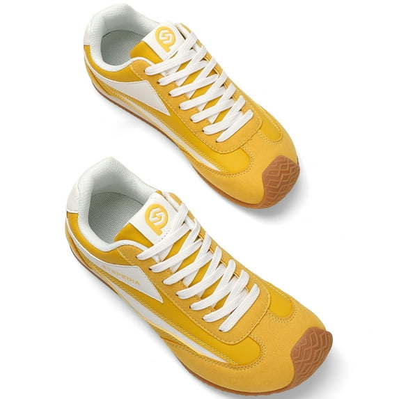 Gexuson Retro Wide Width Sneakers Classic Casual Walking Shoes Non Slip Shoes for Women 6 Wide, Yellow