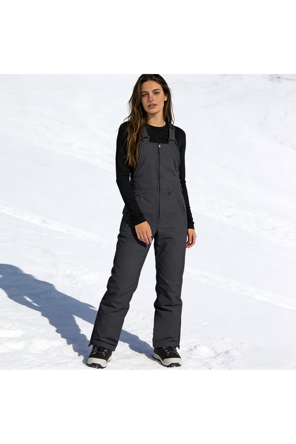 Womens Snow Bib Overalls Waterproof Insulated Windproof Ski Snowboard Pants Winter Sport Jumpsuit for Outdoor Activities Black S