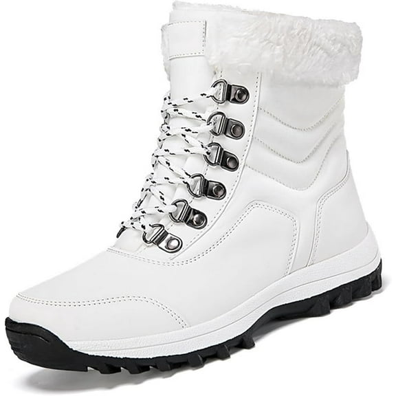 Womens Snow Boots Lightweight Warm Waterproof Winter Boots for Female Faux Fur Lined Mid-Calf Booties Walking Comfortable Anti-Slip Ankle Booties Thick Thermal Outdoor Hiking Shoes