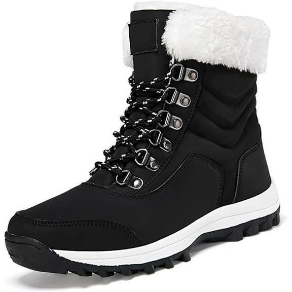 Womens Snow Boots Lightweight Warm Waterproof Winter Boots for Female Faux Fur Lined Mid-Calf Booties Walking Comfortable Anti-Slip Ankle Booties Thick Thermal Outdoor Hiking Shoes