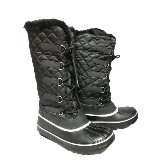 Womens Snow Boots Water Resistant Non-Slip Winter Warm Shoes Lace-Up Mid Calf Snow Shoes Outdoor Hiking Boots