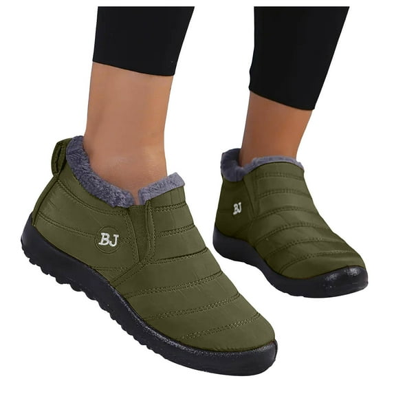 Womens Snow Boots Waterproof Arch Support Winter Ankle Booties Side Zipper Outdoor Slip on Walking Shoes