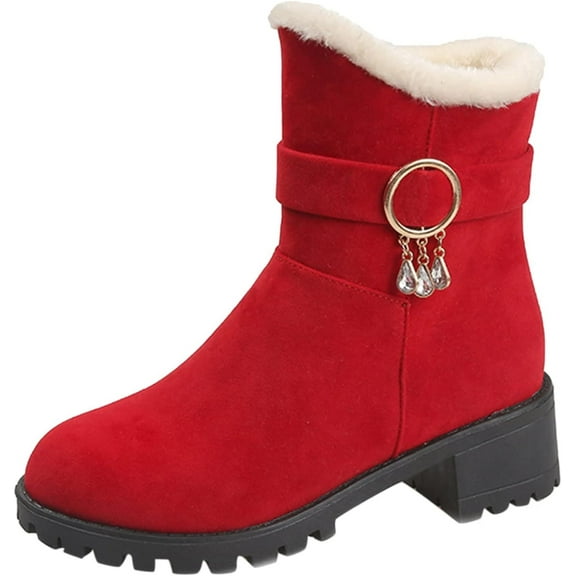 Womens Snow Boots Waterproof Insulated Fur Boots Fleece Walking Shoes Comfortable Short Ankle Booties Snow Boots for Teens