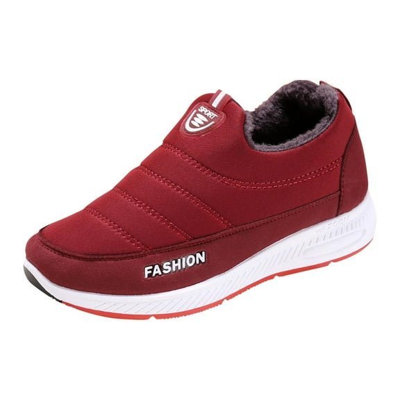 Womens Snow Shoes Cushion Comfortable Winter Warm Booties Fur Lined Anti-Slip Ankle Boots Outdoor Slip On Slip on Walking Running Shoes for Seniors