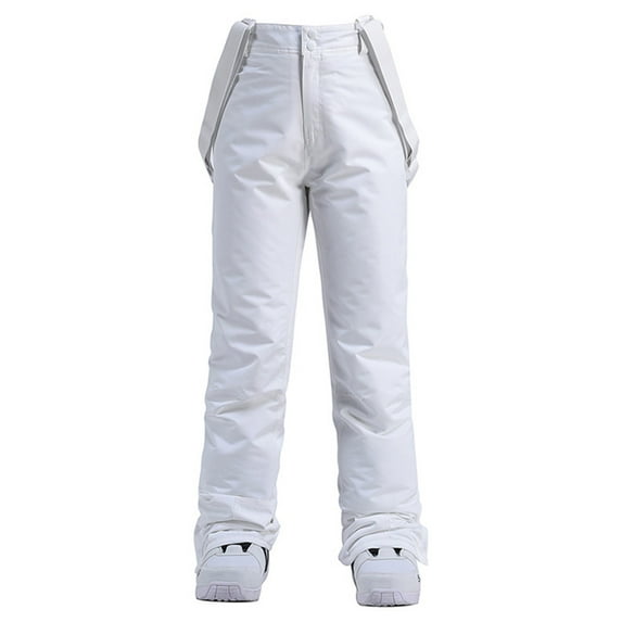 Womens Snow Ski Pants Insulated Waterproof Winter Snowboard Pants with Detachable Bib Suspender for Outdoor Activities 2026 White XL