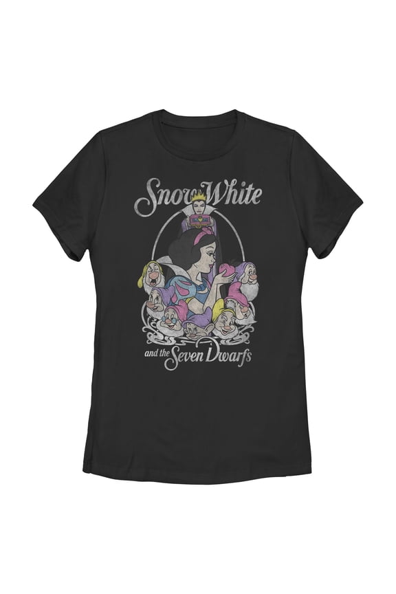 Womens Snow White and the Seven Dwarfs Classic Characters Distressed T Shirt