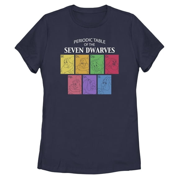 Womens Snow White and the Seven Dwarfs Periodic Table Multicolor T Shirt