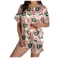 thumbnail image 1 of Womens Snowman Print Short Sleeve Top And Shorts Christmas PJ Set Holiday Sleepwear Cozy Family Matching Pajamas, 1 of 7