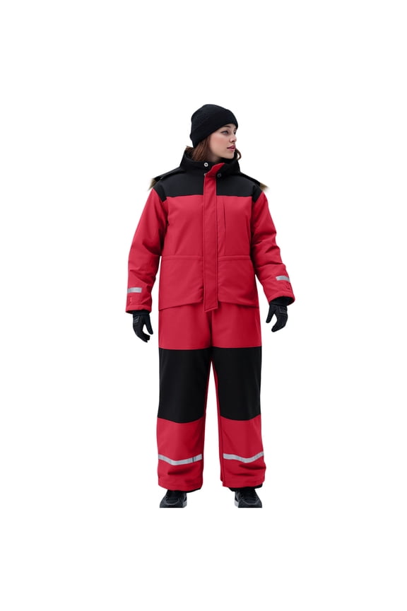 Womens Snowsuits Ski Suits Onesie Winter Snow Jackets Jumpsuits Reflective Windproof Waterproof Warm Windbreaker (M, Red)