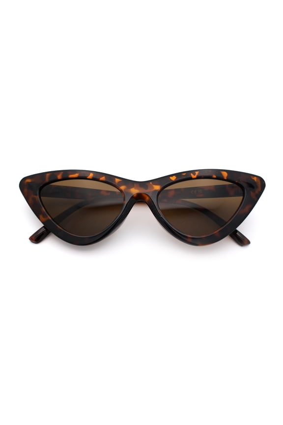 Womens Snug Retro Fit Timeless Cat Eye Plastic Sunglasses Tortoise - Brown