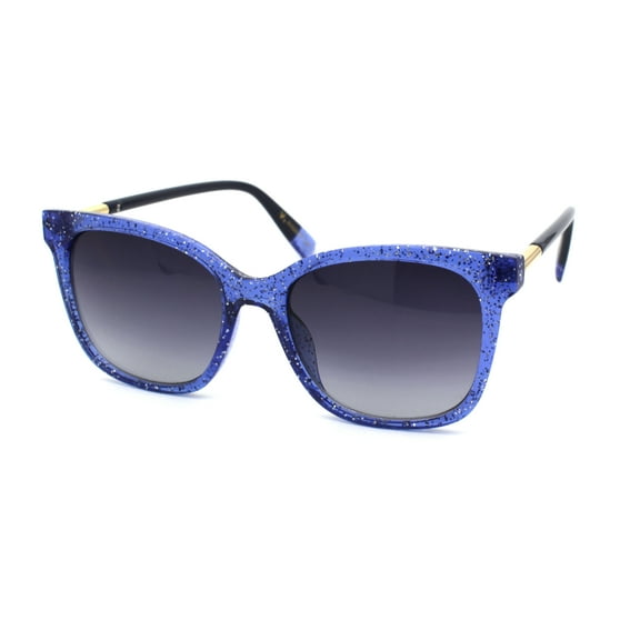 Womens Snug Thin Plastic Boyfriend Horn Rim Sunglasses Blue Smoke