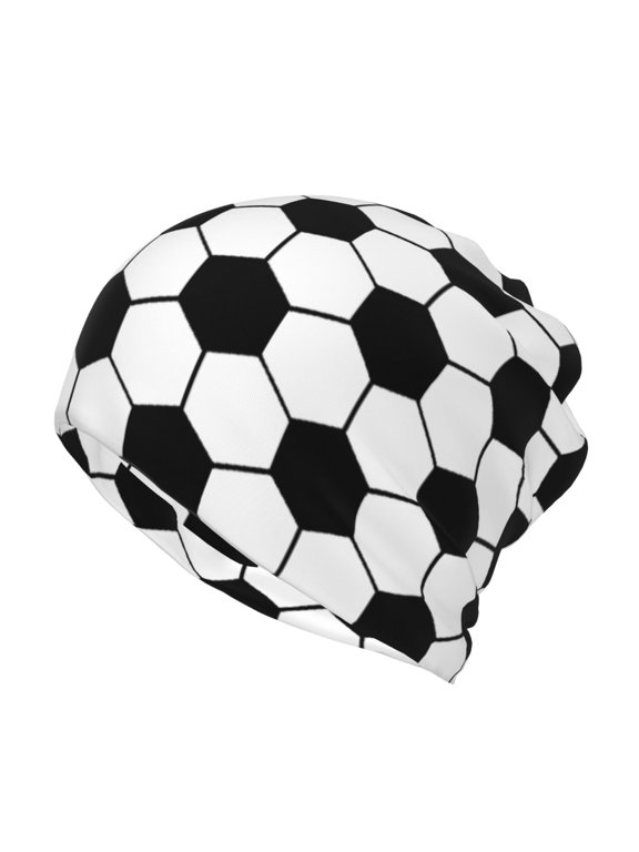 Womens Soccer Pattern Slouchy Beanie Soft Chemo Headwear Breathable Unisex Cancer Skull Cap
