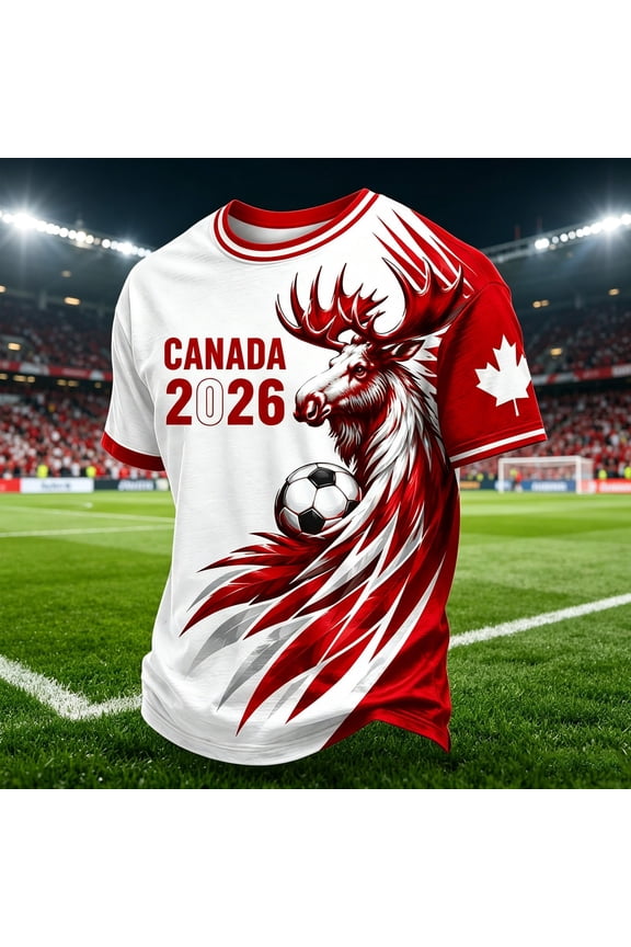 Womens Soccer Shirt Canada Jersey Raglan Tops Short Sleeve Casual Comfort Canadian Ballclub T Shirt for Top Soft Relaxed Fit Sports Fan Casual Tops Tee 4XL