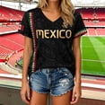 thumbnail image 1 of Womens Soccer Shirt Mexico Raglan Tops Short Sleeve Summer Fashion V Neck Printed T Shirt Top Sports Fan Casual Tops Tee L, 1 of 4
