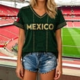 thumbnail image 1 of Womens Soccer Shirt Mexico Raglan Tops Short Sleeve Summer Fashion V Neck Printed T Shirt Top Sports Fan Casual Tops Tee S, 1 of 4