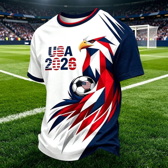 Womens Soccer Shirt USA Raglan Tops Short Sleeve Unisex Tee for Top Leisure Fan Casual Tops TeeL