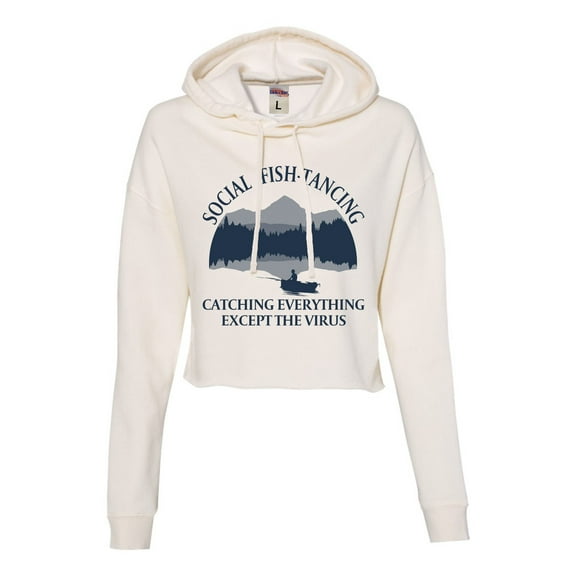 Womens Social Fish-tancing Cropped Hooded Sweatshirt