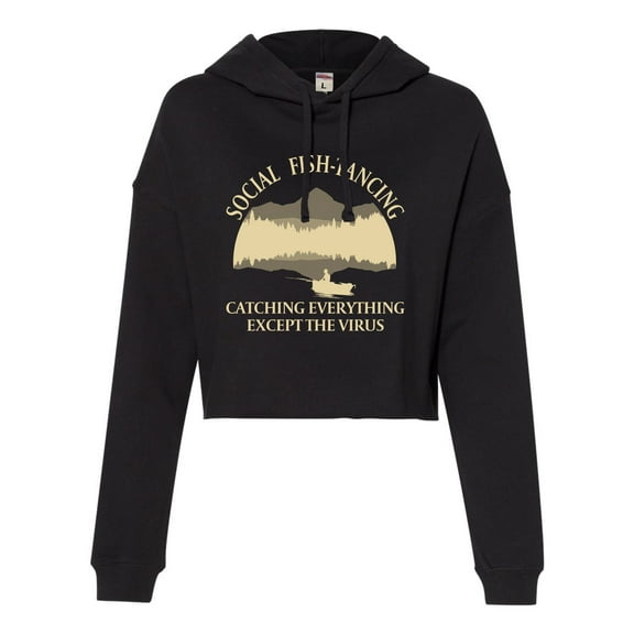 Womens Social Fish-tancing Cropped Hooded Sweatshirt