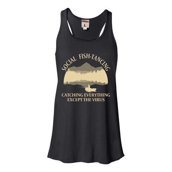 Womens Social Fish-tancing Flowy Racerback Tank Top T-Shirt