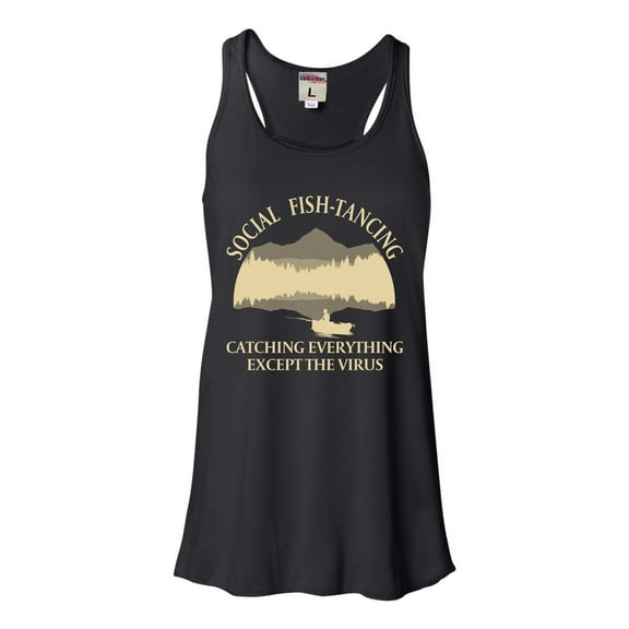 Womens Social Fish-tancing Flowy Racerback Tank Top T-Shirt