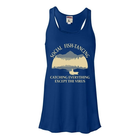Womens Social Fish-tancing Flowy Racerback Tank Top T-Shirt