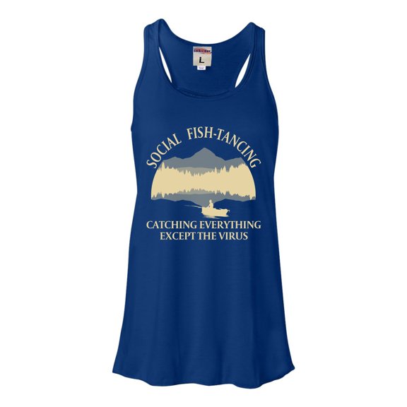 Womens Social Fish-tancing Flowy Racerback Tank Top T-Shirt