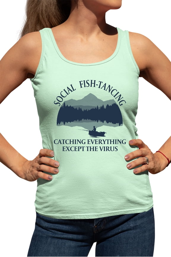 Womens Social Fish-tancing Racerback Tank Top T-Shirt
