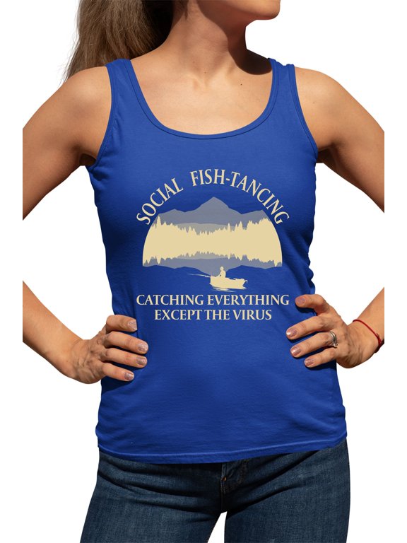 Womens Social Fish-tancing Racerback Tank Top T-Shirt