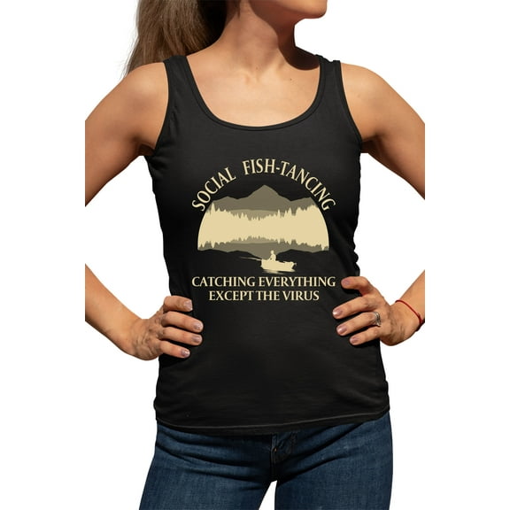 Womens Social Fish-tancing Racerback Tank Top T-Shirt