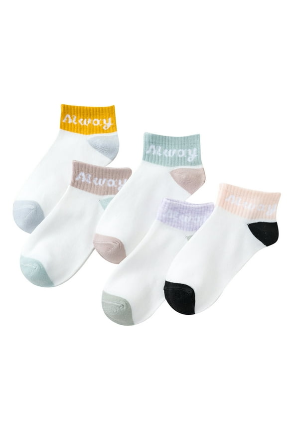 Womens Socks 5 Pairs Colorful Pattern Print Ankle Socks Sweat Absorbent Breathable Fall Socks Women