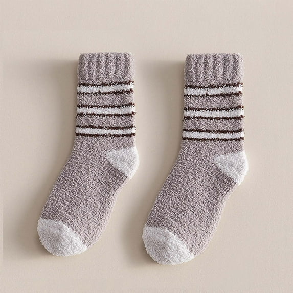 Womens Socks Ankle Athletic, Women's Thick Warm Wool Socks Floor Sleep Socks Mid-Tube Socks New Womens Crew Socks Style B-11 Coffee One Size