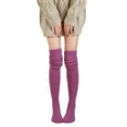 thumbnail image 1 of Womens Socks Ankle Athletic, Women's Warm Solid Color Over-the-Knee Socks Women's Cable Knit Thigh Socks New Womens Crew Socks Style B-126 Purple One Size, 1 of 4