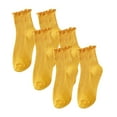 thumbnail image 1 of Womens Socks Ankle New 3 Pairs of Short Solid Colored Socks with Wooden Ear Edges Style B-96 Yellow One Size, 1 of 3
