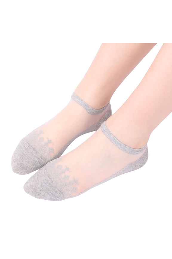 10 Pairs Womens Socks Ballerina Solid Lace Splice Short Stockings Splice Unisex Fuzzy Socks,Grey,One Size