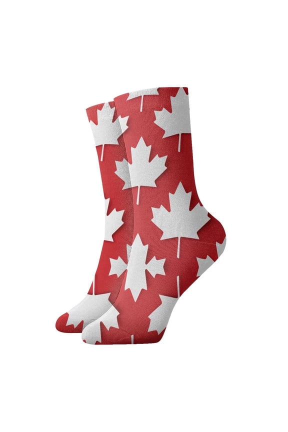 Womens Socks Canada Flag Maple Leaf Novelty Funny Quarter Socks for Mens