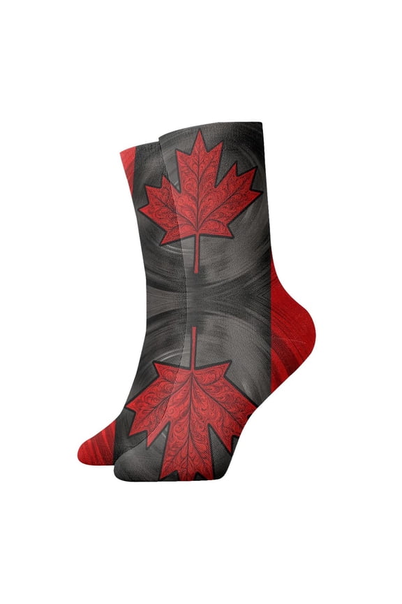 Womens Socks Canada Maple Leaf Art Novelty Funny Quarter Socks for Mens