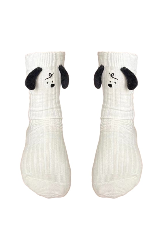 Womens Socks Casual Cotton Socks for Womens Funny Cute 3D Doll Eared Knitted White Socks Girls Gift